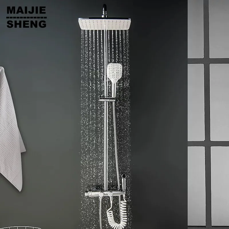 Chrome thermostatic shower set bathroom luxury four function shower mixer tap rain fall shower set black shower tap for bathroom
Chrome thermostatic shower set bathroom luxury four function shower mixer tap rain fall shower set black shower tap for bathroom