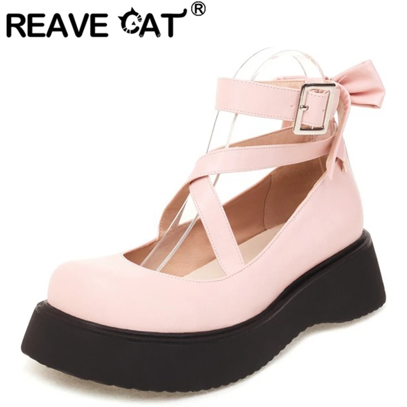 REAVE CAT Girls Platform Pumps Round Toe Bowtie Upper Checkered Strap Sweet Shoes Large Size 35-41 Black White Pink Spring A4610
REAVE CAT Girls Platform Pumps Round Toe Bowtie Upper Checkered Strap Sweet Shoes Large Size 35-41 Black White Pink Spring A4610