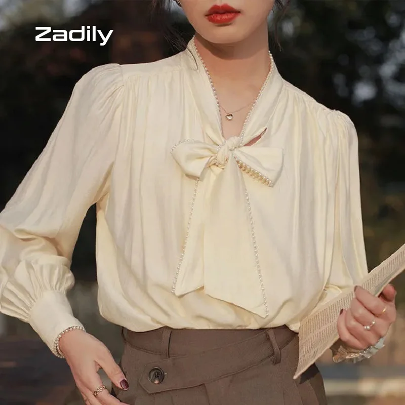 Zadily Chic Vintage Puff Long Sleeve Bow Women Work Shirt Korean Style Office Lady Beading Blouse 2021 Autumn Female Clothing
Zadily Chic Vintage Puff Long Sleeve Bow Women Work Shirt Korean Style Office Lady Beading Blouse 2021 Autumn Female Clothing