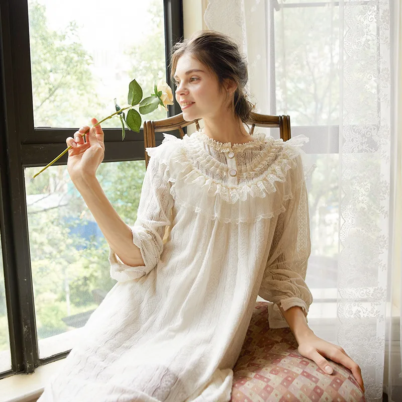 Nightdress Female Court Cute Princess Korean Style Elegant Pajamas Female Autumn and Winter New Lace Dress Lace Skirt
Nightdress Female Court Cute Princess Korean Style Elegant Pajamas Female Autumn and Winter New Lace Dress Lace Skirt