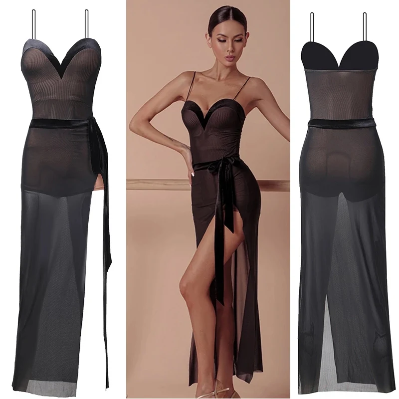 Sexy Latin Dance Dress Practice Suspender Mesh Dress Female Summer Latin Dance Competition Dresses Latin Performance Wear suit
Sexy Latin Dance Dress Practice Suspender Mesh Dress Female Summer Latin Dance Competition Dresses Latin Performance Wear suit