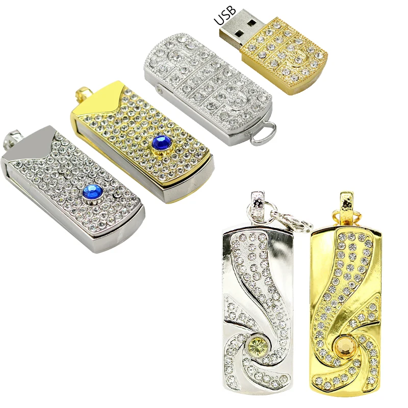 Gold Silver Usb Flash Drive Blue Diamond Metal Pendrive 4GB 8GB 16GB 32GB 64GB 128GB Rotate U Stick Memory Stick Pen Drive Gift
Gold Silver Usb Flash Drive Blue Diamond Metal Pendrive 4GB 8GB 16GB 32GB 64GB 128GB Rotate U Stick Memory Stick Pen Drive Gift