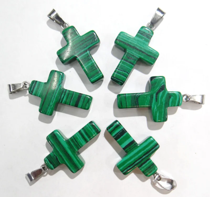 Wholesale 50pcs high quality natural stone malachite cross pendant for women Jewelry making charm necklace pendant
Wholesale 50pcs high quality natural stone malachite cross pendant for women Jewelry making charm necklace pendant