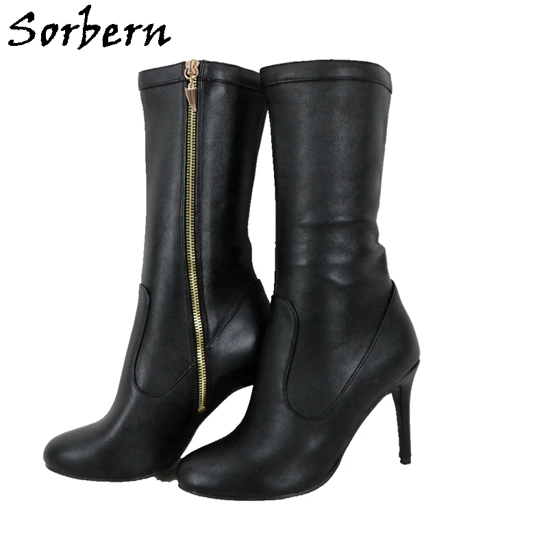 Sorbern Pointed Toe Boots Black Mid Calf Boots Women High Heel Shoes Ladies Size 11 Spring Women Shoes 2018 Custom Colors
Sorbern Pointed Toe Boots Black Mid Calf Boots Women High Heel Shoes Ladies Size 11 Spring Women Shoes 2018 Custom Colors