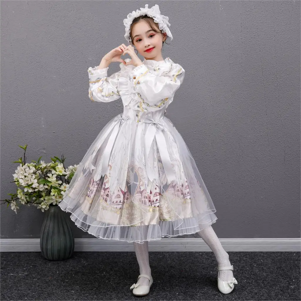 Creative Lolita Western Flower Girl Garden Long Sleeve Princess Dress Kids Baby White Print Pleated Skirt Girls Costumes LB221
Creative Lolita Western Flower Girl Garden Long Sleeve Princess Dress Kids Baby White Print Pleated Skirt Girls Costumes LB221