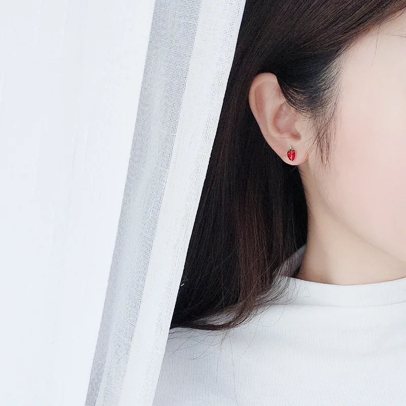 Buyee 925 Sterling Silver Female Stud Earring Red Enamel Strawberry Small Earring for Women Fashion Fine Jewelry Earring Gift 
Buyee 925 Sterling Silver Female Stud Earring Red Enamel Strawberry Small Earring for Women Fashion Fine Jewelry Earring Gift