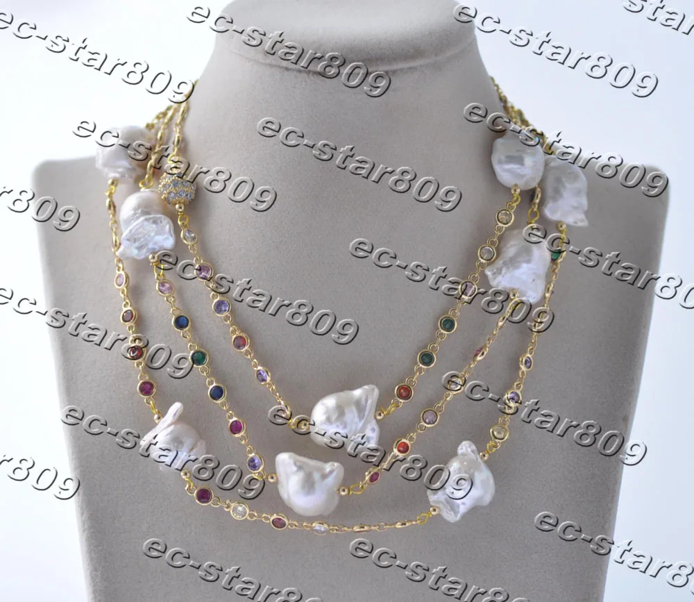 Z11248 46" 20mm White Baroque Keshi Pearl Multicolor Gemstone Chain Necklace Woman Fine Jewelry
Z11248 46" 20mm White Baroque Keshi Pearl Multicolor Gemstone Chain Necklace Woman Fine Jewelry