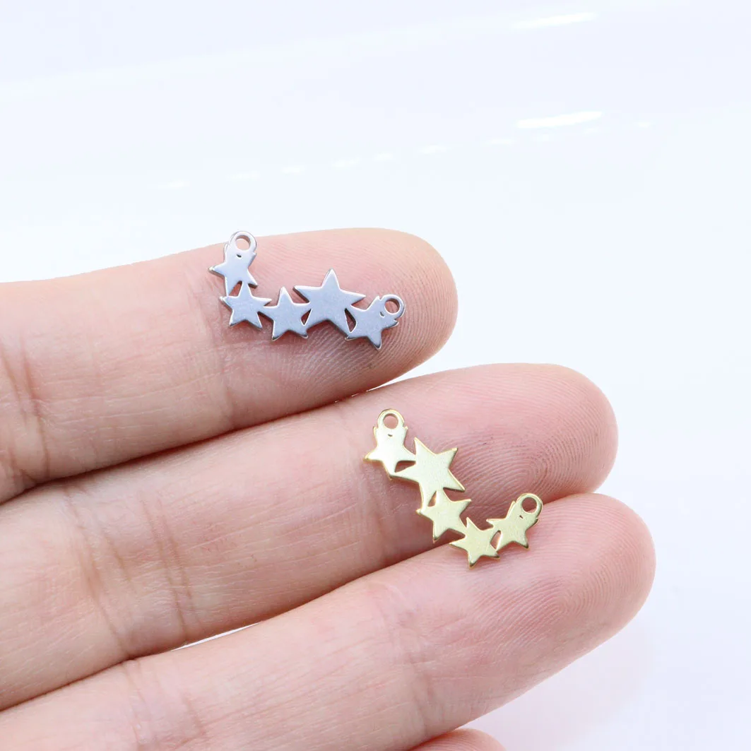 10pcs 18mm Wholesale Stainless Steel Pretty Stars Connector Charms DIY Anklets Bracelet Unfading Colorless 2 Colors
10pcs 18mm Wholesale Stainless Steel Pretty Stars Connector Charms DIY Anklets Bracelet Unfading Colorless 2 Colors