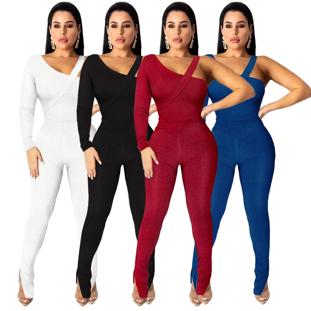 Solid Knitted Two Piece Set Women Skew Collar Long Sleeve Top+High Waist Side Split Elastic Slim Leggings Casualwear
Solid Knitted Two Piece Set Women Skew Collar Long Sleeve Top+High Waist Side Split Elastic Slim Leggings Casualwear