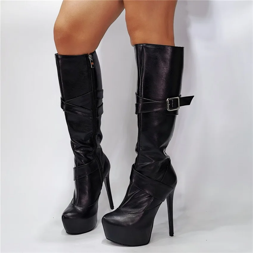 Women Designer Black Thin High Heel Knee Cowboy Boots Platform Zipped Thigh High Buckle Boots Slim Fit Fall Winter Dress Shoes
Women Designer Black Thin High Heel Knee Cowboy Boots Platform Zipped Thigh High Buckle Boots Slim Fit Fall Winter Dress Shoes