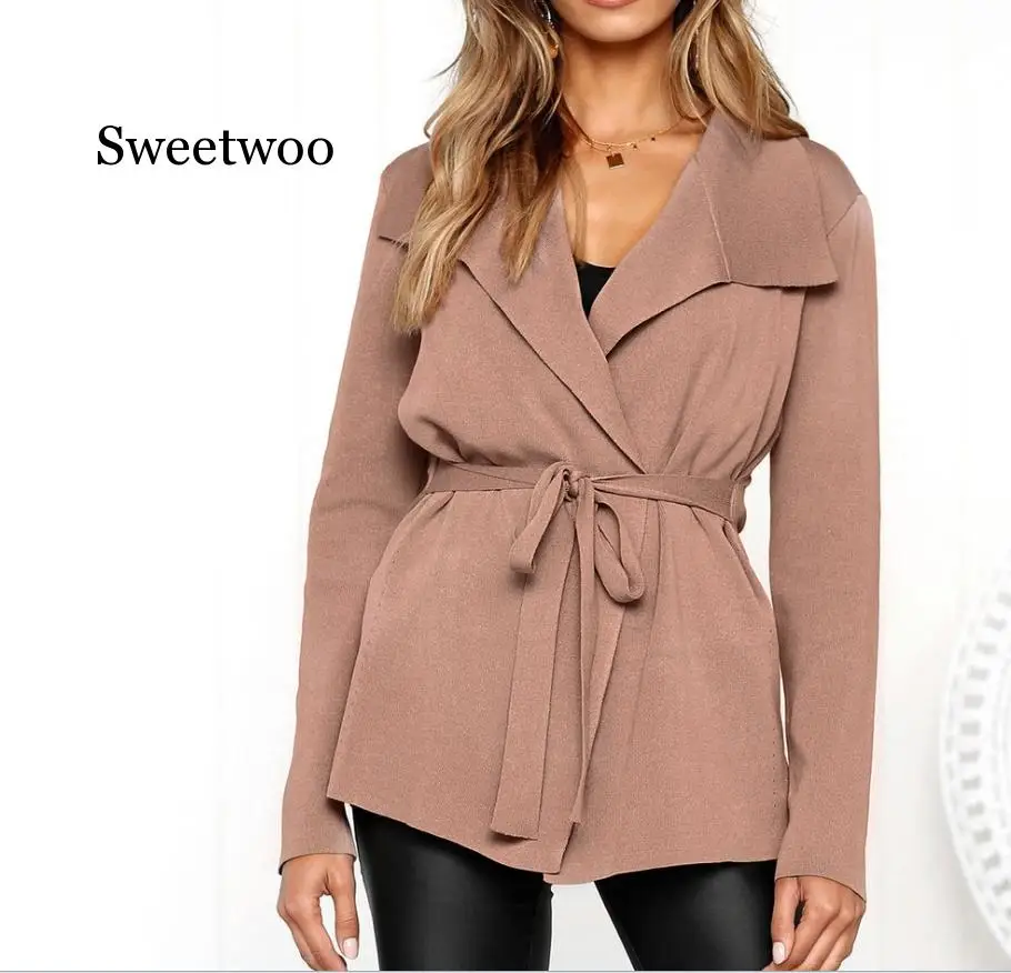 Women Long Sleeve Cardigan Solid Slim Fit Blazer Jacket Casual Lace Up Ladies Outwear Knitted Sweater Femme Vintage Tops
Women Long Sleeve Cardigan Solid Slim Fit Blazer Jacket Casual Lace Up Ladies Outwear Knitted Sweater Femme Vintage Tops