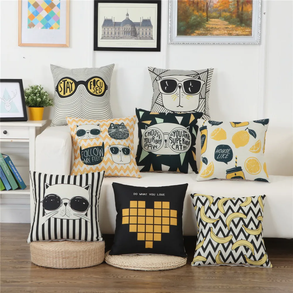 45x45cm Cartoon Cat Printed Sofa Cushion Cover Cotton Linen Throw Pillowcase Home Living Room Decoration
45x45cm Cartoon Cat Printed Sofa Cushion Cover Cotton Linen Throw Pillowcase Home Living Room Decoration
