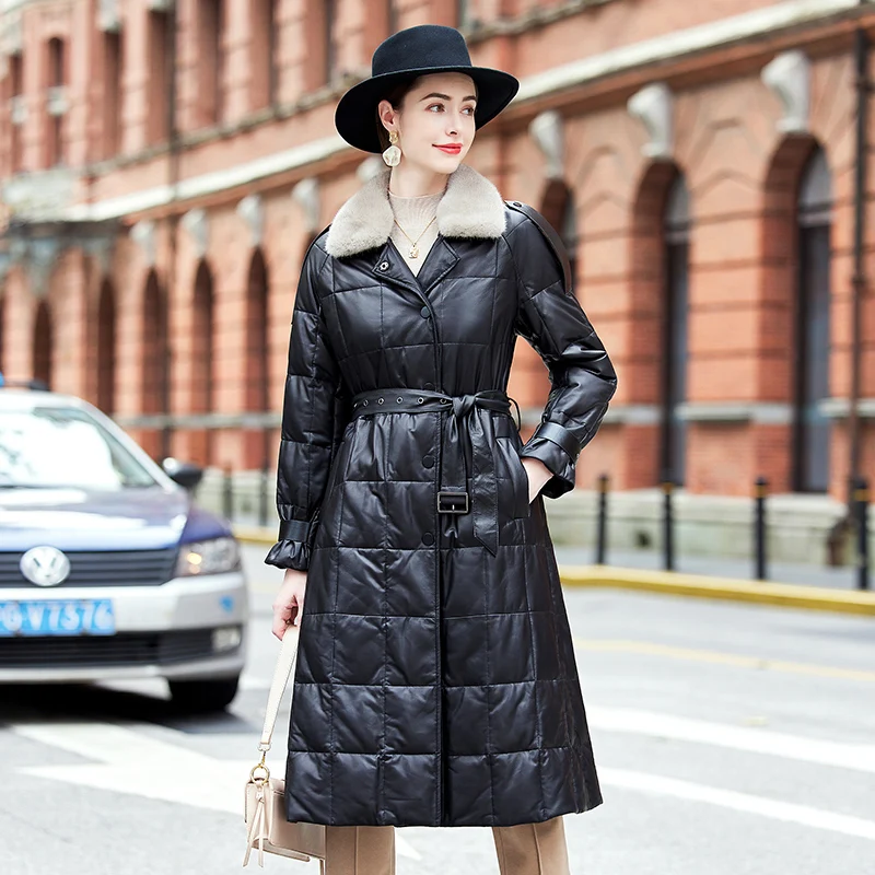 Winter Women's Down Jacket Genuine Leather Coat Slim Long Real Sheepskin Coats and Jackets Woman Clothing Monteau Femme WPY4708
Winter Women's Down Jacket Genuine Leather Coat Slim Long Real Sheepskin Coats and Jackets Woman Clothing Monteau Femme WPY4708