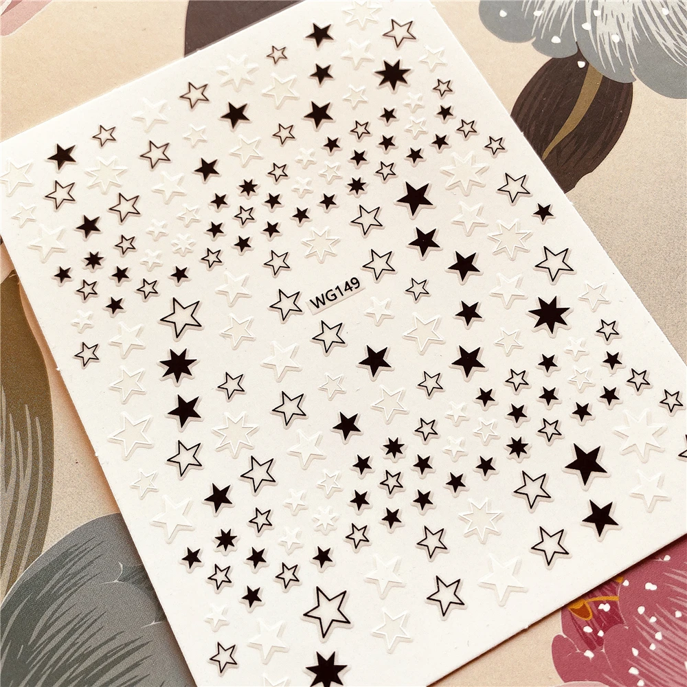Black white gold and silver Stars series 3D Back glue Nail decal Nail sticker Nail decoration Nail art Nail tool Nail ornament
Black white gold and silver Stars series 3D Back glue Nail decal Nail sticker Nail decoration Nail art Nail tool Nail ornament