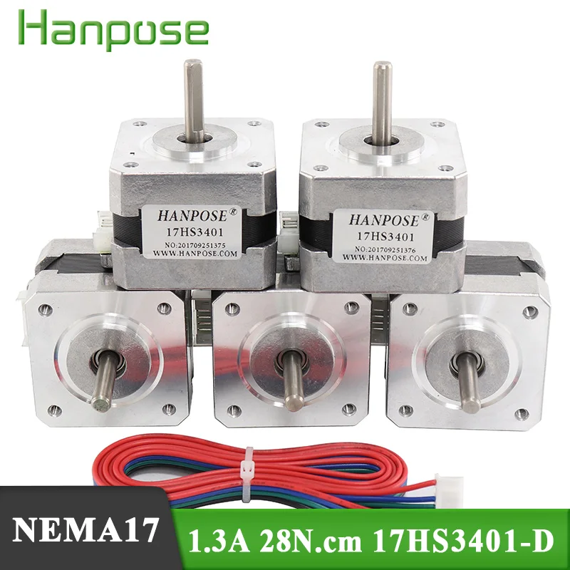 5 шт., шаговый двигатель 17HS3401-D 42bygh 1.3A CE ROSH ISO CNC для 3D-принтера
5 шт., шаговый двигатель 17HS3401-D 42bygh 1.3A CE ROSH ISO CNC для 3D-принтера