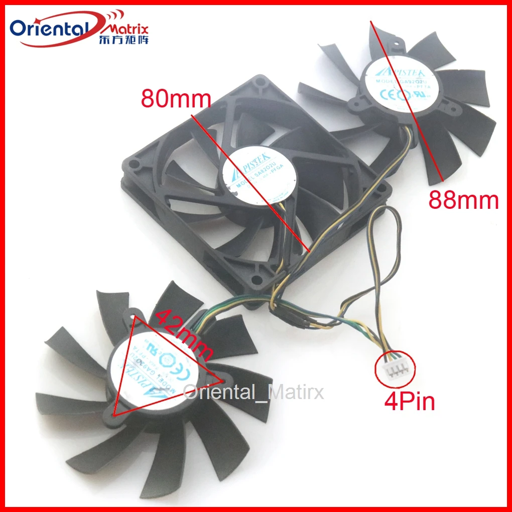 SA82OU GA92O2U 12V 0.46A 4Pin 87mm VGA Fan For Dataland HD7990 Devil 13 Graphics Card Cooler Cooling Fan
SA82OU GA92O2U 12V 0.46A 4Pin 87mm VGA Fan For Dataland HD7990 Devil 13 Graphics Card Cooler Cooling Fan