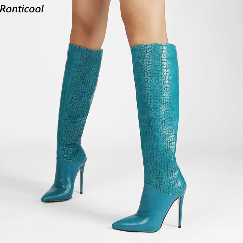 Ronticool New Women Winter Knee Boots Crocodile Sexy Stiletto Heels Pointed Toe Beautiful Party Dress Shoes Plus US Size 5-15
Ronticool New Women Winter Knee Boots Crocodile Sexy Stiletto Heels Pointed Toe Beautiful Party Dress Shoes Plus US Size 5-15