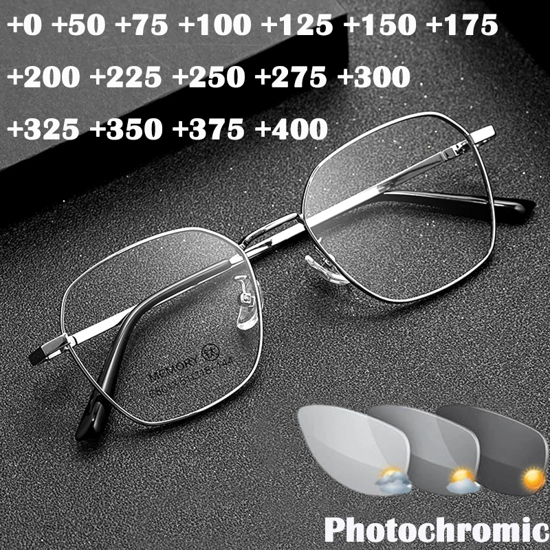 Ultralight Polygon Transition Reading Glasses Photochromic Vintage Fashion Titanium Outdoor Presbyopic Glasses Men Women + 125
Ultralight Polygon Transition Reading Glasses Photochromic Vintage Fashion Titanium Outdoor Presbyopic Glasses Men Women + 125
