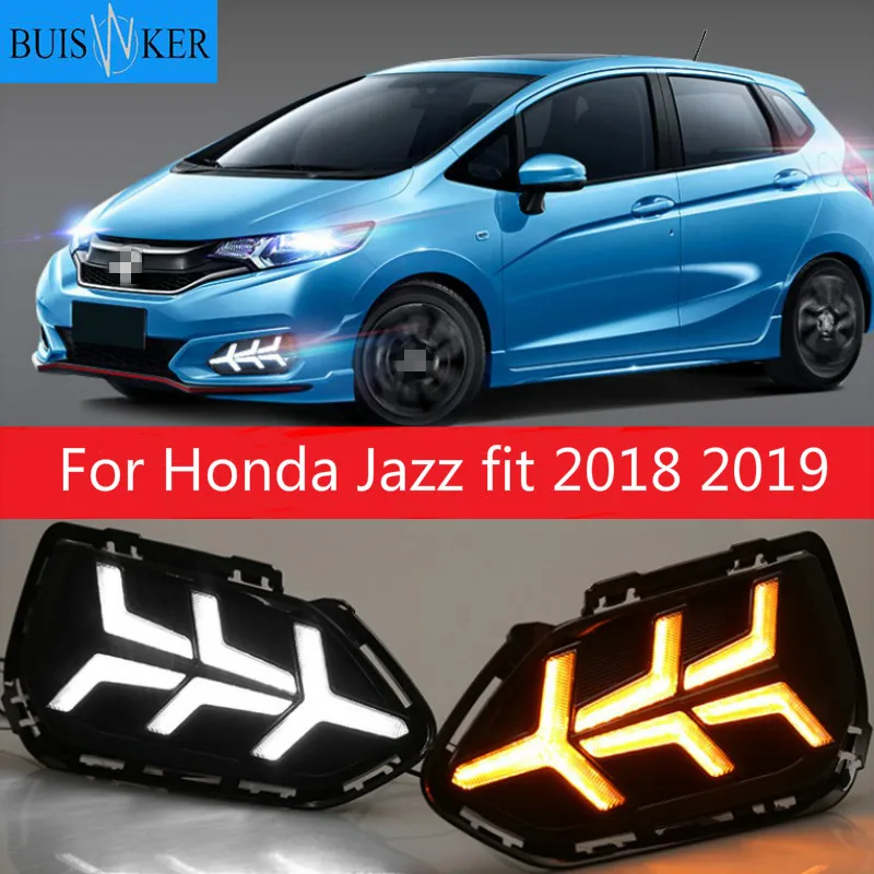 2pcs For Honda Jazz fit 2018 2019 LED Daytime Running Lights DRL Fog lamp cover with Yellow turning signal lights
2pcs For Honda Jazz fit 2018 2019 LED Daytime Running Lights DRL Fog lamp cover with Yellow turning signal lights