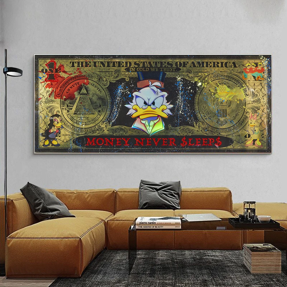 Disney Cartoon Mickey Mouse Wall Posters And Prints on Canvas Painting Wall Art Donald Duck Money Never Sleep Picture Home Decor
Disney Cartoon Mickey Mouse Wall Posters And Prints on Canvas Painting Wall Art Donald Duck Money Never Sleep Picture Home Decor