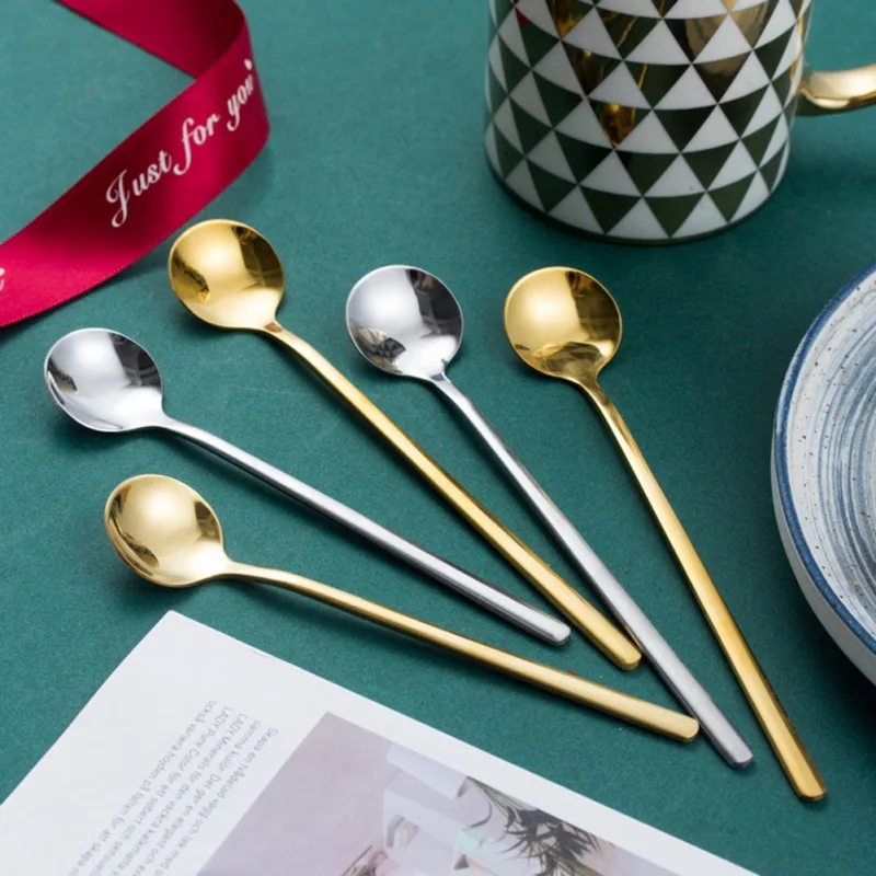 Golden Dessert Teaspoons Coffee Accessories Set For Kitchen Small Teaspoon Beautiful Spoon Silver Stainless Steel Tableware 
Golden Dessert Teaspoons Coffee Accessories Set For Kitchen Small Teaspoon Beautiful Spoon Silver Stainless Steel Tableware