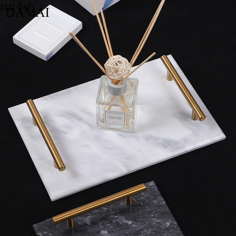 Natural Marble Trays Golden Handle Mirror Jewelry Storage Tray Nordic Dressing Table Decoration Cosmetic Container Home Decor
Natural Marble Trays Golden Handle Mirror Jewelry Storage Tray Nordic Dressing Table Decoration Cosmetic Container Home Decor