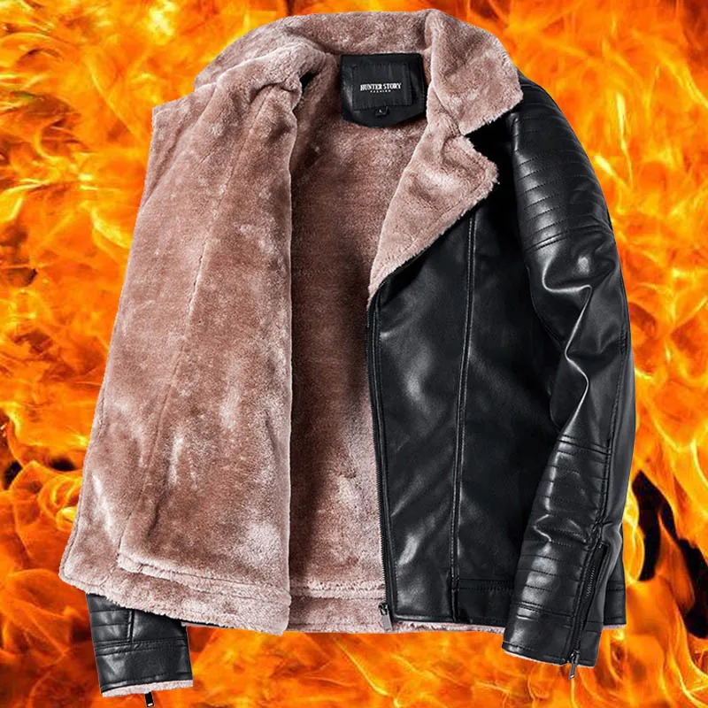 Winter Jacket Men Fleece Thick Warm Fur Collar Faux PU Leather Coat Slim Korean Motorcycle Leather Jacket Casaco Masculino M-3XL
Winter Jacket Men Fleece Thick Warm Fur Collar Faux PU Leather Coat Slim Korean Motorcycle Leather Jacket Casaco Masculino M-3XL