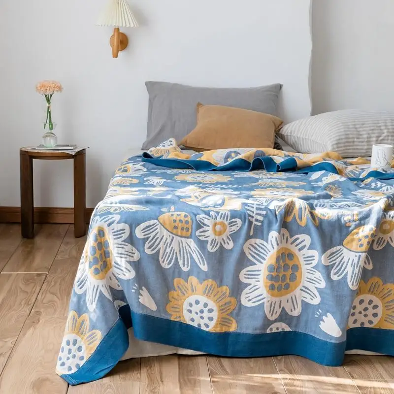 Spring Summer Gauze Blanket Pure Cotton 5-layer Gauze Throw Blanket Quilt Sunflower Fish Pattern Bed Cover Sofa Shawl Blanket
Spring Summer Gauze Blanket Pure Cotton 5-layer Gauze Throw Blanket Quilt Sunflower Fish Pattern Bed Cover Sofa Shawl Blanket