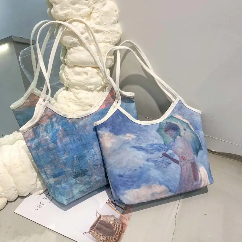 Hand-painted Oil Paintings Canvas Bags Handbag Women Shoulder Bag Canvas Summer Beach Bag Daily Use Female Shopping Bag Lady
Hand-painted Oil Paintings Canvas Bags Handbag Women Shoulder Bag Canvas Summer Beach Bag Daily Use Female Shopping Bag Lady