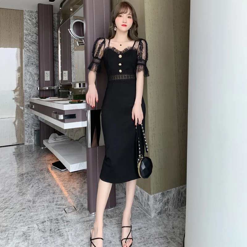 Black Lace Patchwork Elegant Dress Women for Wedding Party Print Polka Dot Wrap Dress Ladies Sexy Sun Dresses for Women Vestidos
Black Lace Patchwork Elegant Dress Women for Wedding Party Print Polka Dot Wrap Dress Ladies Sexy Sun Dresses for Women Vestidos