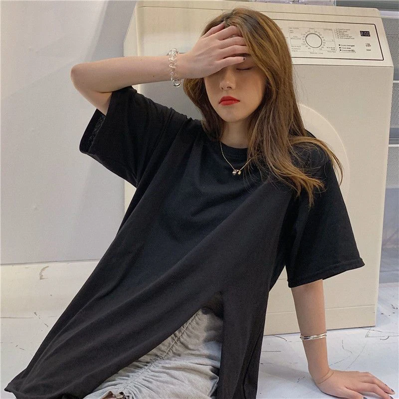 Split Fork Short Sleeve Women T Shirt Korean Fashion Branded Things Loose Harajuku Oversized Black White Tops Streetwear Clothes
Split Fork Short Sleeve Women T Shirt Korean Fashion Branded Things Loose Harajuku Oversized Black White Tops Streetwear Clothes