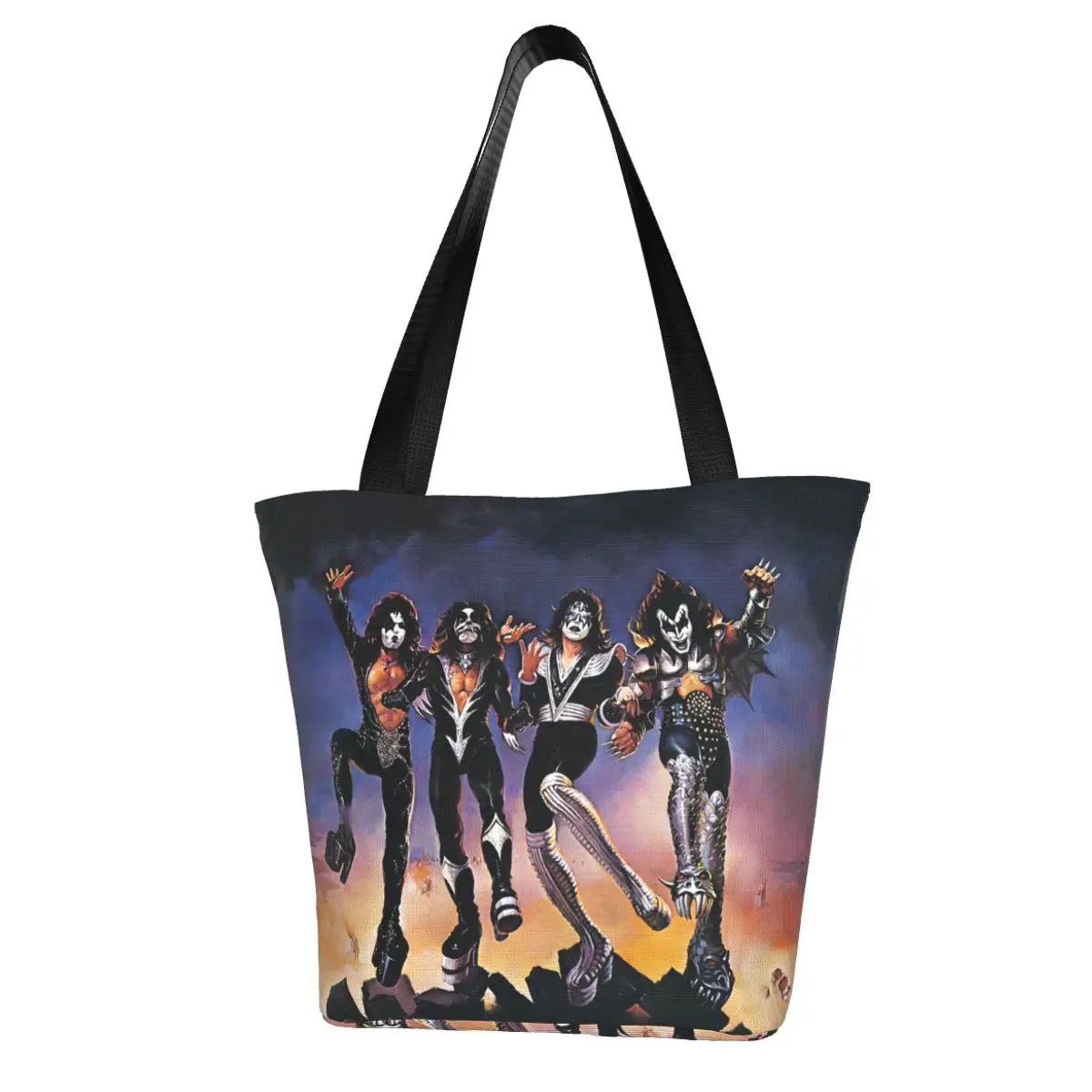 Kiss Band Shopping Bag Rock Music Student Bulk Handbags Retro Polyester Work Bags
Kiss Band Shopping Bag Rock Music Student Bulk Handbags Retro Polyester Work Bags