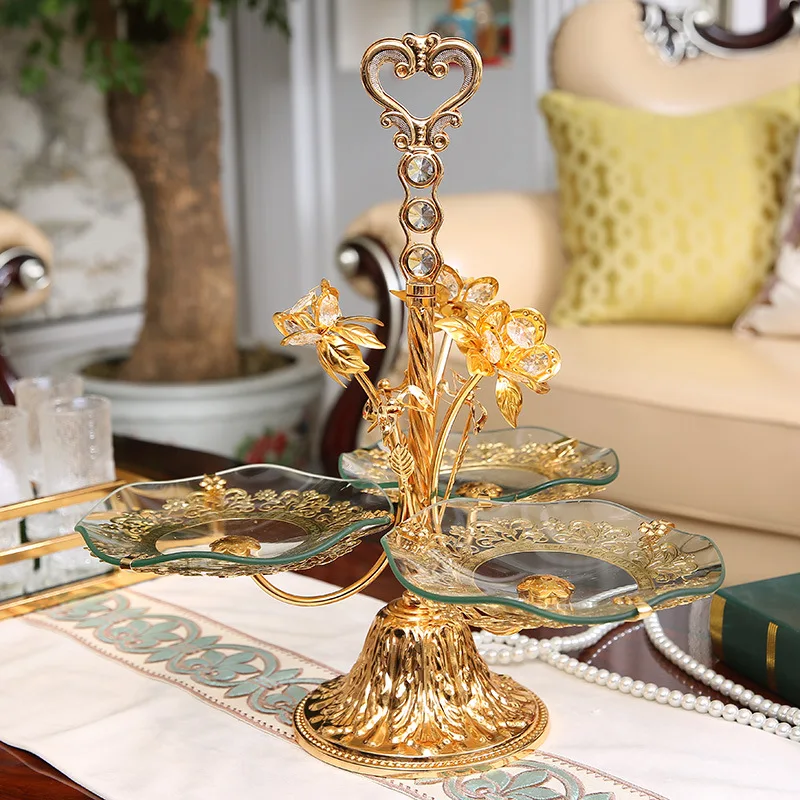 Living room household fruit plate European light luxury retro tempered glass multi-layer portable iron snack candy plate
Living room household fruit plate European light luxury retro tempered glass multi-layer portable iron snack candy plate