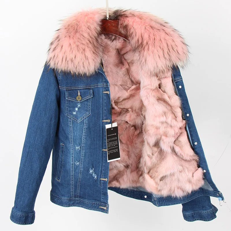 Natural raccoon fur collar denim fur jacket high quality fox lining thermal jacket fashion women's streetwear
Natural raccoon fur collar denim fur jacket high quality fox lining thermal jacket fashion women's streetwear