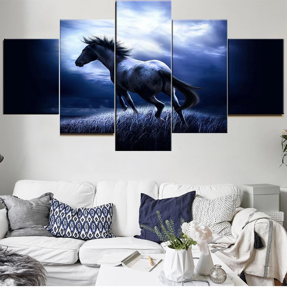 5 Pieces Wall Art Canvas Painting Animal Poster Horse Running At Night For Modern Living Room Home Decoration Framework Pictures
5 Pieces Wall Art Canvas Painting Animal Poster Horse Running At Night For Modern Living Room Home Decoration Framework Pictures