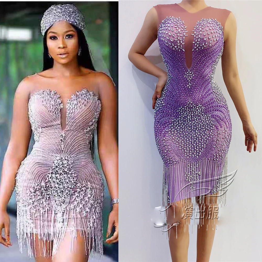 Luxurious Evening Dress Sparkly Birthday Celebrate Dress Crystals Bodycon Purple Dress stage show Costume
Luxurious Evening Dress Sparkly Birthday Celebrate Dress Crystals Bodycon Purple Dress stage show Costume