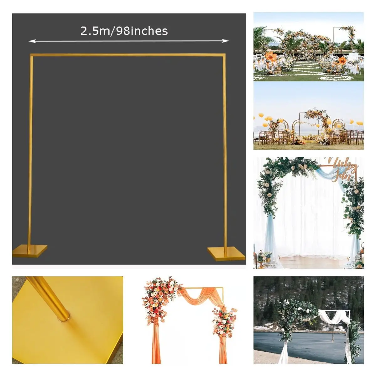 150 -250 CM Outdoor Wedding Organza Fabric Display Rack Shiny Gold Iron Frame Arch Artificial Flower Pillar Backdrop Stage Door
150 -250 CM Outdoor Wedding Organza Fabric Display Rack Shiny Gold Iron Frame Arch Artificial Flower Pillar Backdrop Stage Door
