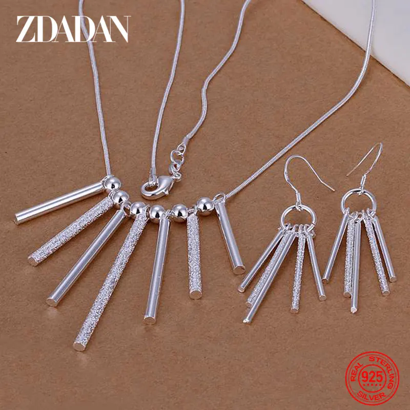 ZDADAN 925 Sterling Silver Long Bar Necklace Earring Set For Women Party Engagement Jewelry Gift
ZDADAN 925 Sterling Silver Long Bar Necklace Earring Set For Women Party Engagement Jewelry Gift