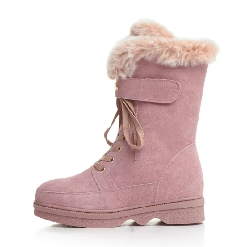 Winter Warm Snow Boots Women High Quality Platform Wedges Shoes Luxury Fashion Pink Lace Up Mid-Calf Boots Flat Botas Mujer
Winter Warm Snow Boots Women High Quality Platform Wedges Shoes Luxury Fashion Pink Lace Up Mid-Calf Boots Flat Botas Mujer