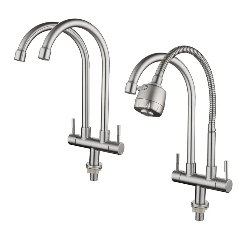 304 Stainless Steel Kitchen Sink Faucet Household Single Cold Double Pipe Universal Rotating Kitchen Sink Double Outlet Faucet
304 Stainless Steel Kitchen Sink Faucet Household Single Cold Double Pipe Universal Rotating Kitchen Sink Double Outlet Faucet