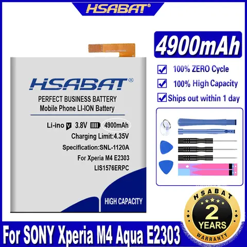 HSABAT 4900mAh LIS1576ERPC / AGPB014-A001 Batteria per SONY Xperia M4 Batteria Aqua E2303 E2333 E2353