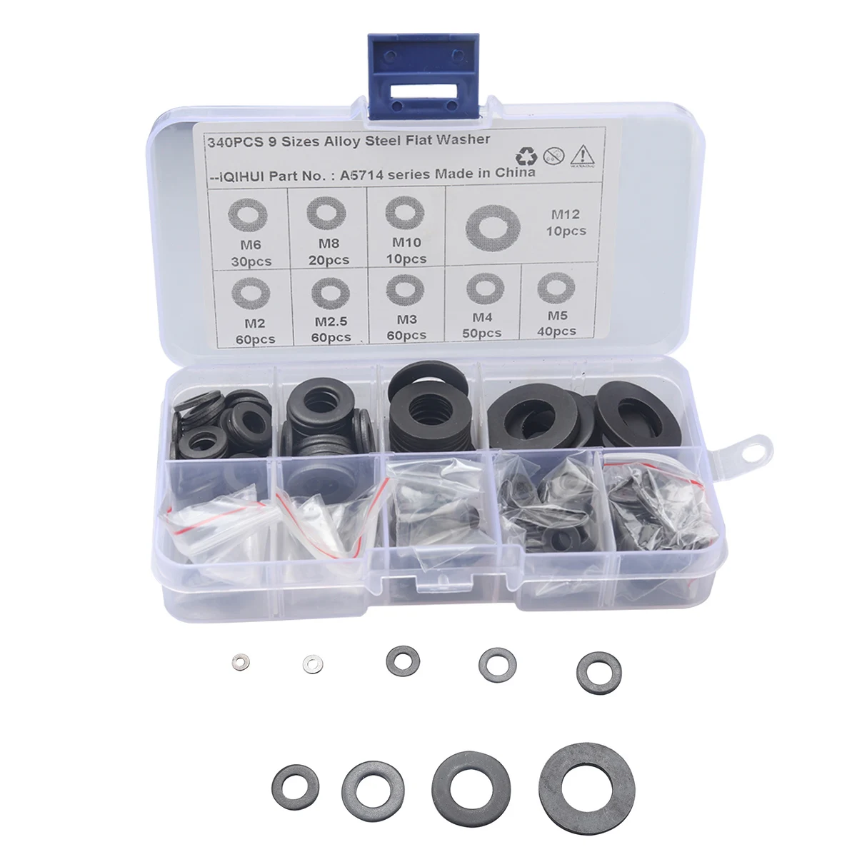 【 Combination 】340 PCS -9 Kinds Of Grade 8.8 Blackened Flat gasket/Carbon Steel Flat Washer/Alloy Steel Flat Washer
【 Combination 】340 PCS -9 Kinds Of Grade 8.8 Blackened Flat gasket/Carbon Steel Flat Washer/Alloy Steel Flat Washer