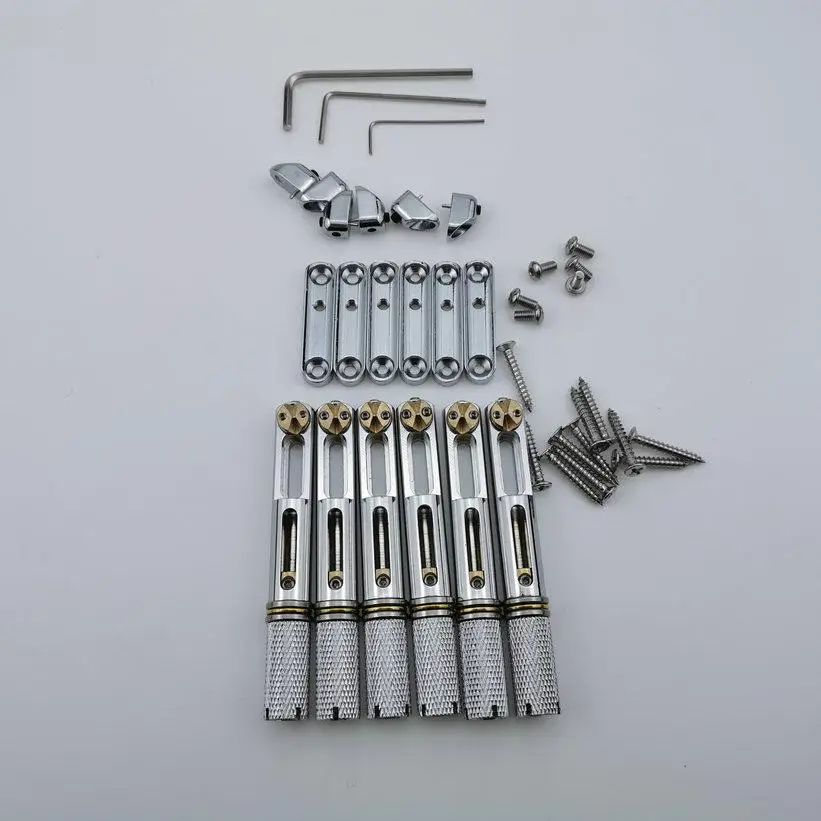 Chrome Single Headless Guitar Bridge Headless Fanned Fret Single Fixed Brass Fan Bridges for 6 String Electric Guitar 
Chrome Single Headless Guitar Bridge Headless Fanned Fret Single Fixed Brass Fan Bridges for 6 String Electric Guitar