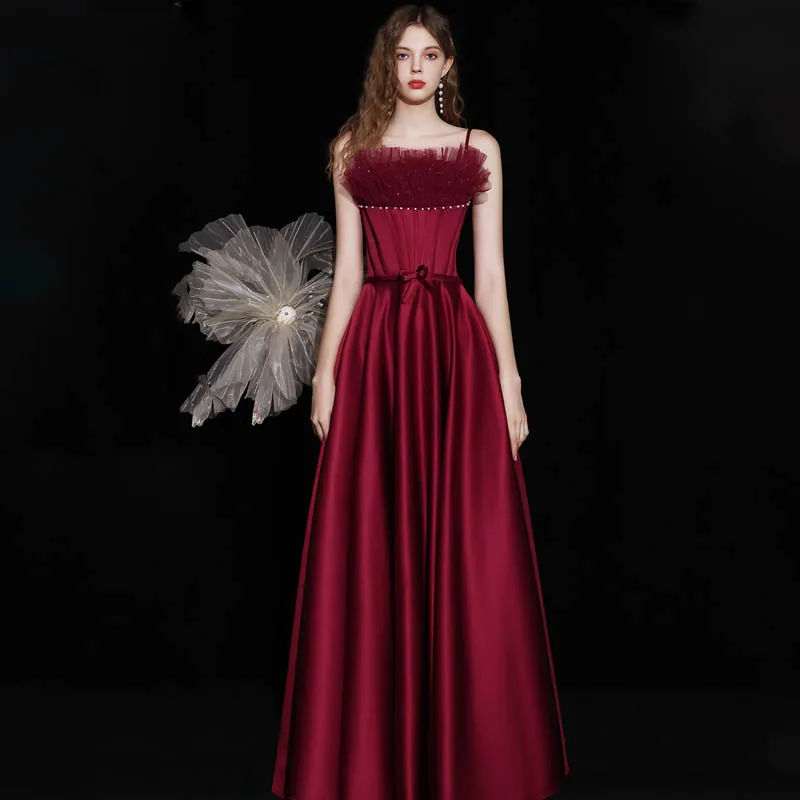New Square Collar Evening Dress Fashion Simple Ankle-Length Spaghetti Strap Pleat A-Line Burgundy Woman Formal Party Gowns A1948
New Square Collar Evening Dress Fashion Simple Ankle-Length Spaghetti Strap Pleat A-Line Burgundy Woman Formal Party Gowns A1948