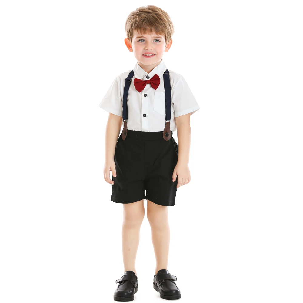 Top and Top Kids Cotton Clothes Gentleman Formal Suits Bow Tie Short Sleeve Tops Pants Little Boys Wedding Party Clothing Set
Top and Top Kids Cotton Clothes Gentleman Formal Suits Bow Tie Short Sleeve Tops Pants Little Boys Wedding Party Clothing Set