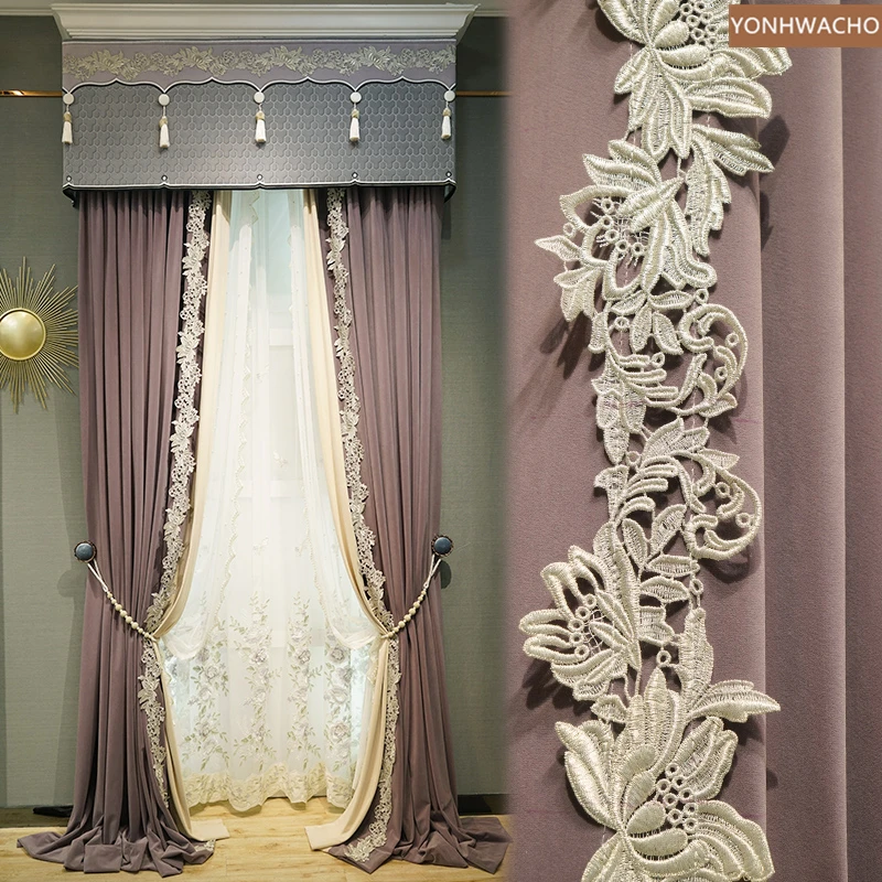 Custom curtain French luxury smoky gray purple living room thick velvet cloth blackout curtain valance tulle panel C631
Custom curtain French luxury smoky gray purple living room thick velvet cloth blackout curtain valance tulle panel C631