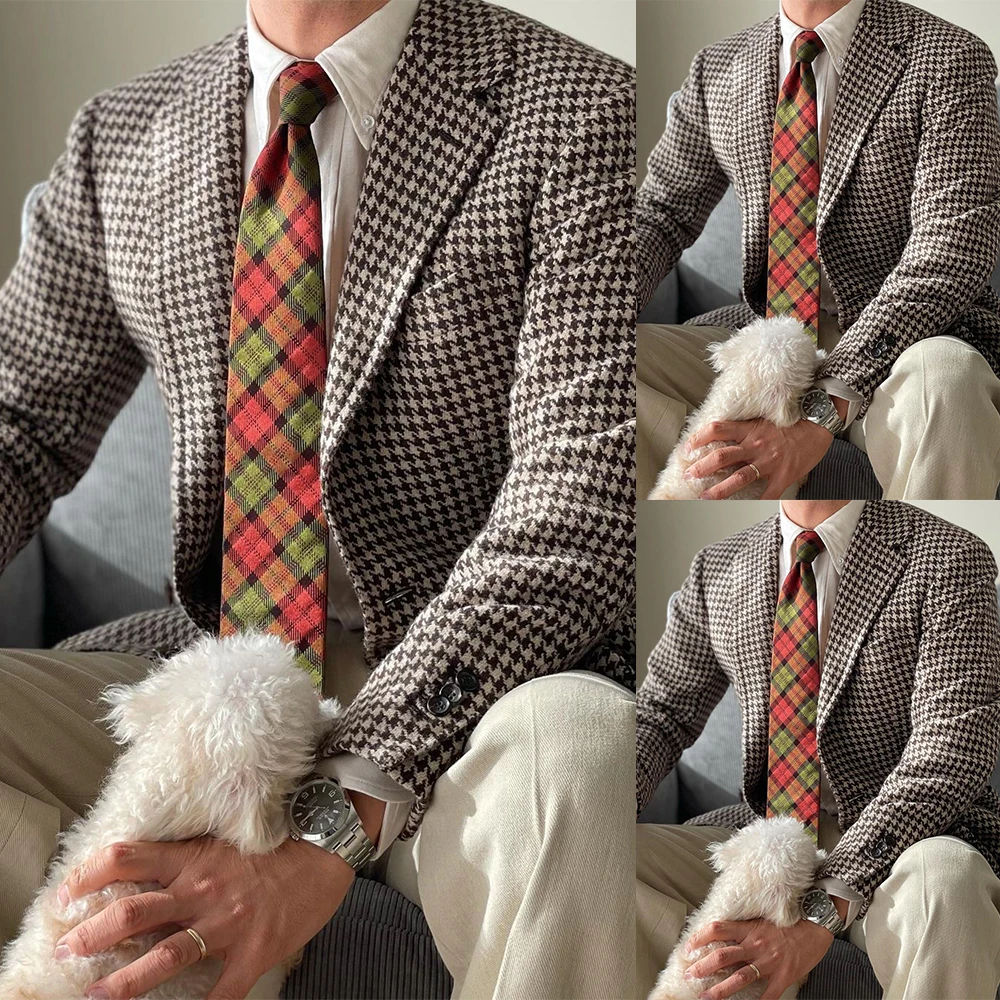 Winter Handsome Houndstooth Men Coat Custom Made Notched Lapel Single Breasted Jacket Daily Casual Business Tuxedos
Winter Handsome Houndstooth Men Coat Custom Made Notched Lapel Single Breasted Jacket Daily Casual Business Tuxedos