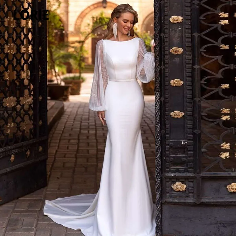 LORIE Mermaid Wedding Dresses Boho Long Puff Sleeves Backless Custom Made Long Formal Wedding Gown Beach Simple Bridal Dress
LORIE Mermaid Wedding Dresses Boho Long Puff Sleeves Backless Custom Made Long Formal Wedding Gown Beach Simple Bridal Dress