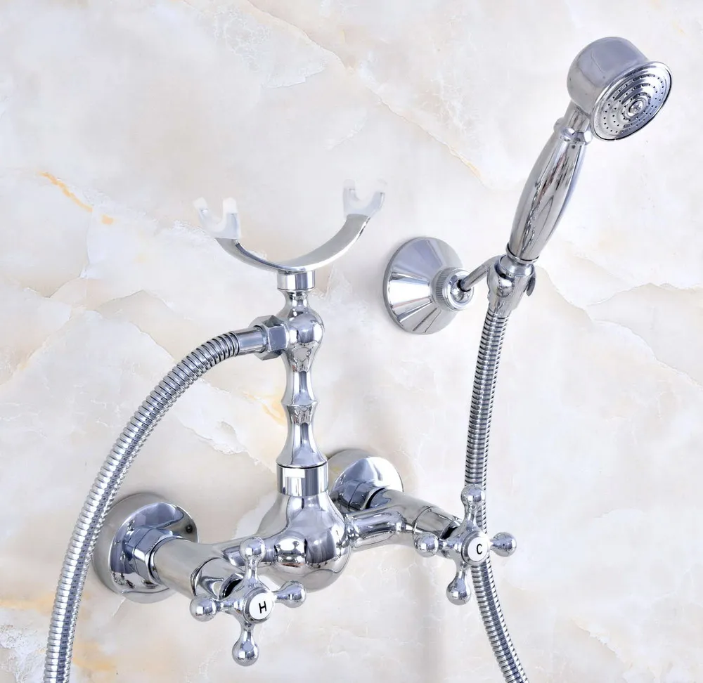 Modern Silver Chrome Brass Wall Mount Bathtub Faucet with Handheld Shower Set +1.5M Hose Mixer Tap 2na723
Modern Silver Chrome Brass Wall Mount Bathtub Faucet with Handheld Shower Set +1.5M Hose Mixer Tap 2na723