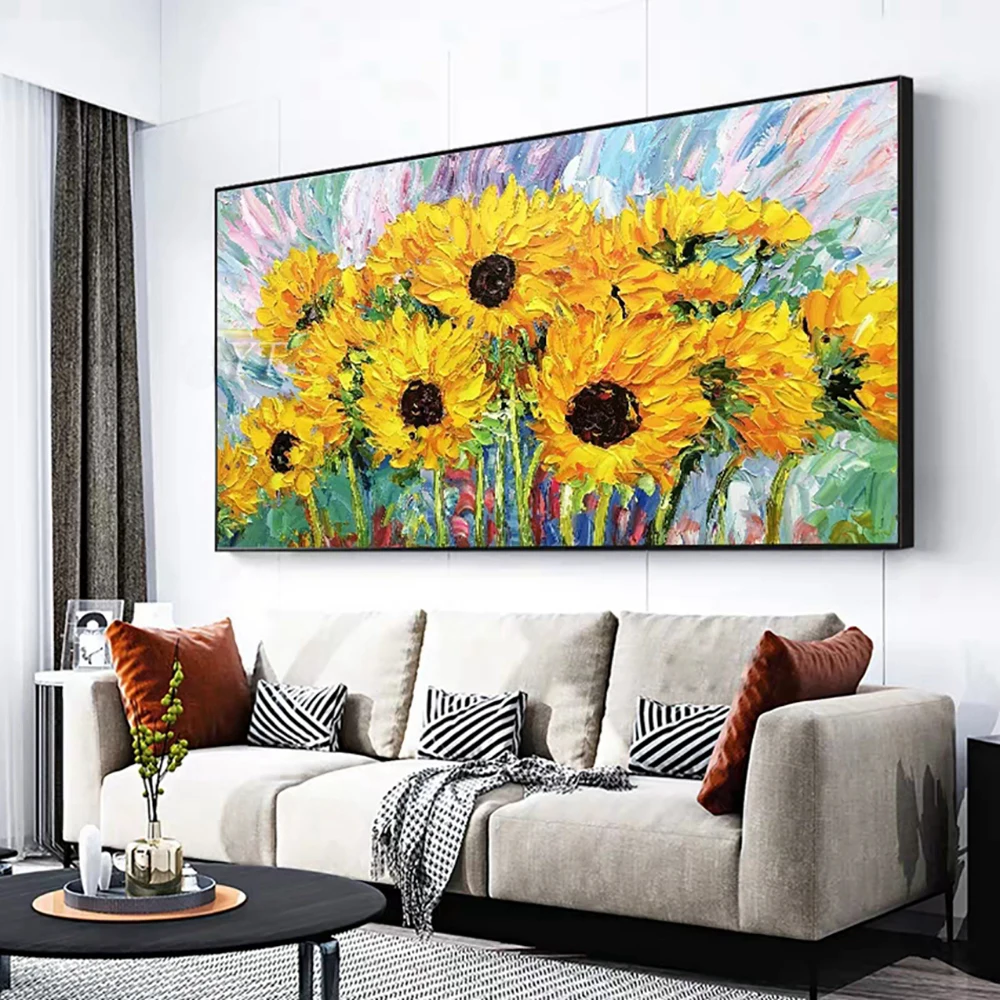 Handmade Oil Painting Abstract Sunflower On Canvas Wall Art Hand Painted Thick Oil Yellow Flower Canvas Painting Home Decoration
Handmade Oil Painting Abstract Sunflower On Canvas Wall Art Hand Painted Thick Oil Yellow Flower Canvas Painting Home Decoration